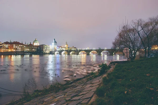 Praga Bela Vista Torre Ponte Menor Charles Bridge Karluv Most — Fotografia de Stock