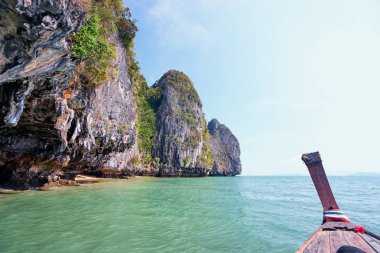 Longtail tekneyi, Tayland dan güzel deniz manzaralı