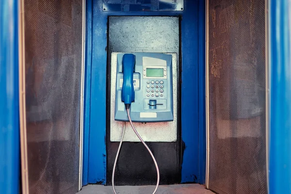 Close View Blue Telephone Booth — Stock Photo, Image