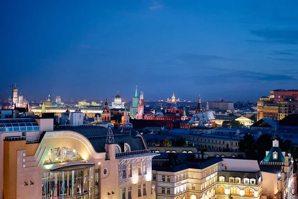 Lampor Och Tak Moskva Natten Ryssland — Stockfoto