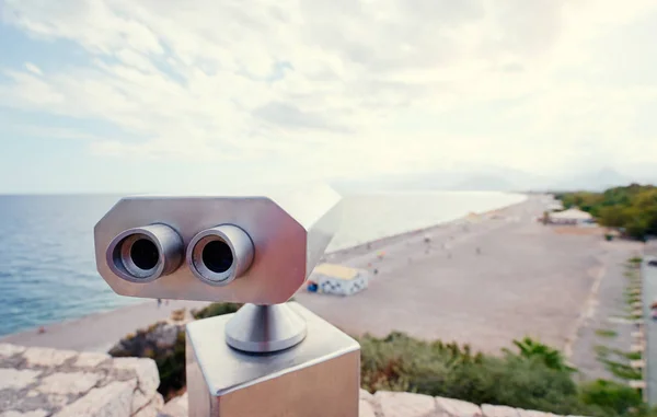 Vista Cerca Del Visor Binocular Operado Con Monedas Junto Paseo — Foto de Stock