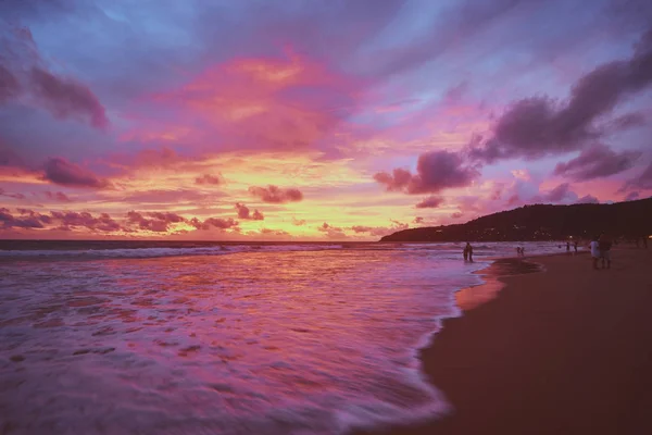 Scenic View Beautiful Sunset Sea Shore — Stock Photo, Image