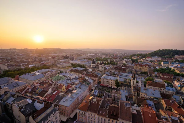 Schöne Aussicht Von Oben Mit Dächern Der Alten Europäischen Stadt — Stockfoto