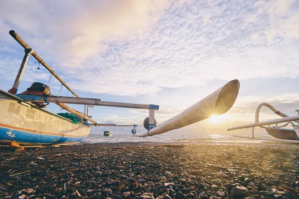 Océano Playa Barcos Pesca Indonesios — Foto de Stock