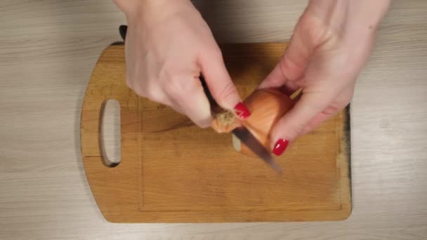 Очистить луковицу . — стоковое видео