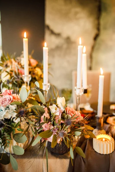 Vackert Bröllop Inredning Restaurang Ceremoni Och Foto Zon — Stockfoto