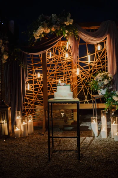 Beautiful Wedding Decor Restaurant Ceremony Photo Zone — Stock Photo, Image