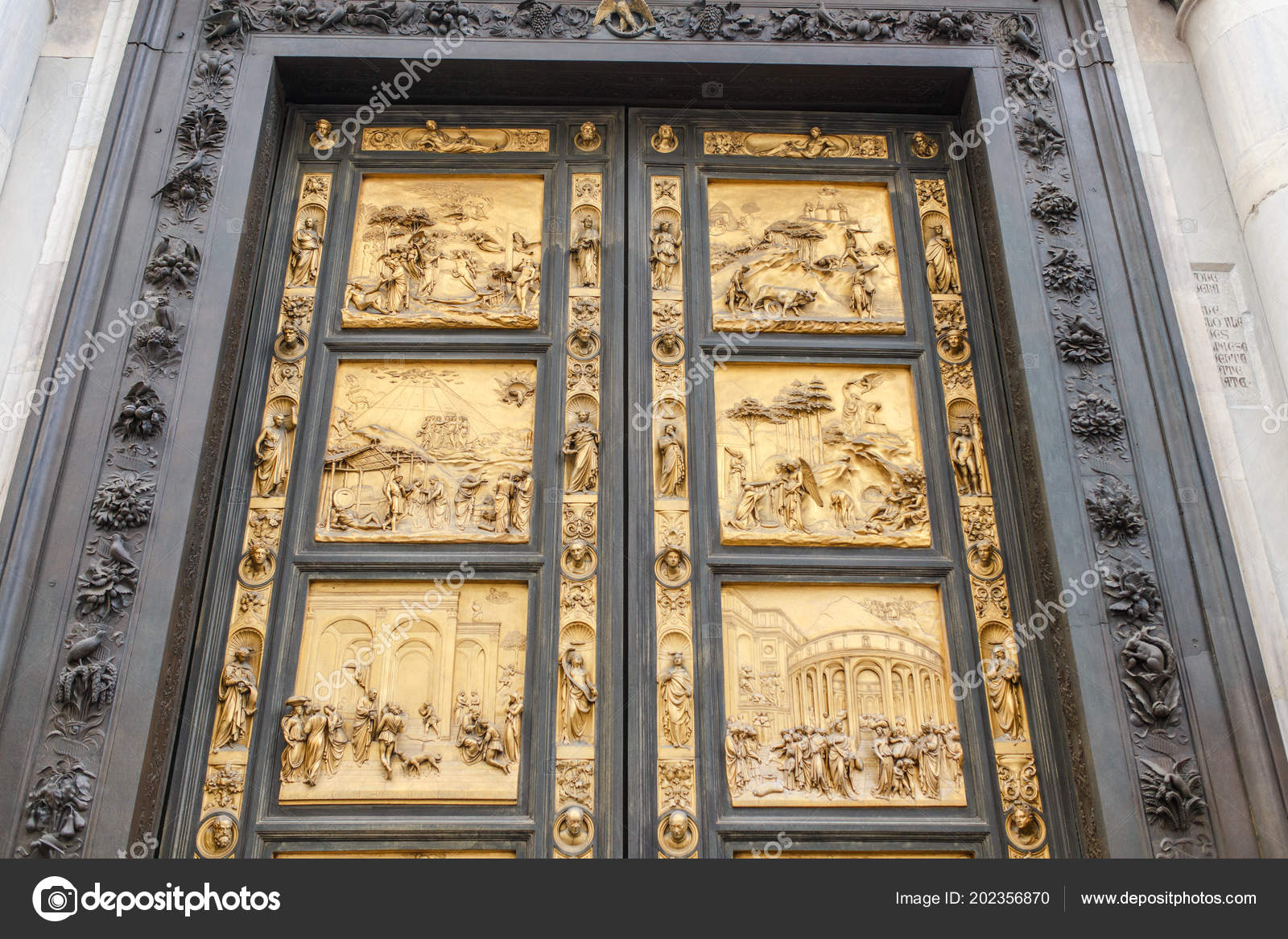 East Doors Gates Paradise Florence Baptistery Italy Stock