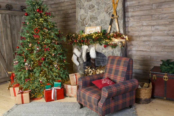 Schöne Weihnachtliche Einrichtung Zimmer — Stockfoto