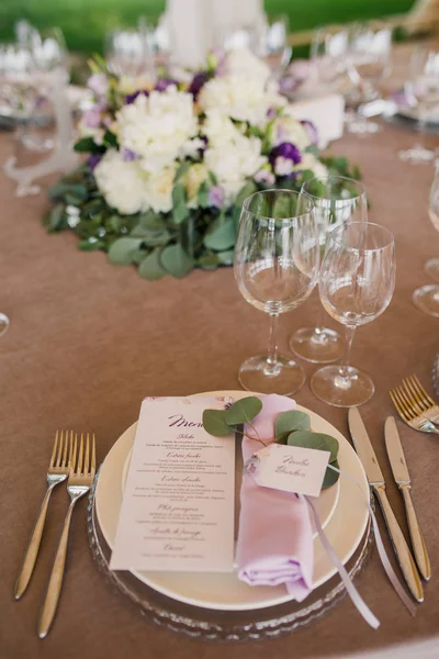 Bonito Casamento Decoração Casamento Zona Cerimônias Restaurante — Fotografia de Stock