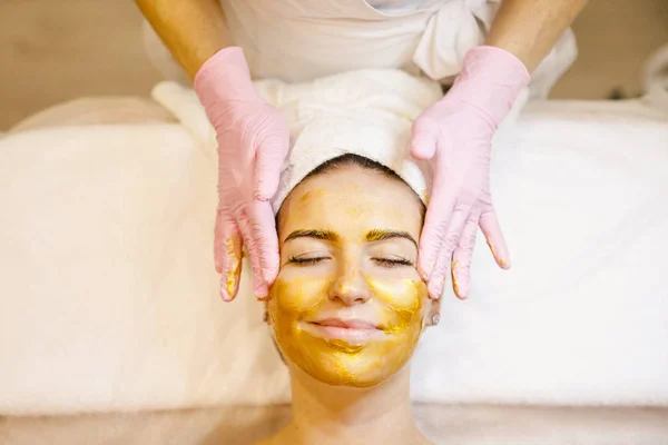 Woman Getting Facial Massage Spa Salon — Stock Photo, Image