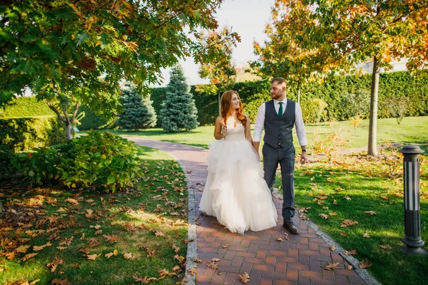 Couple Mariage Dans Parc — Photo