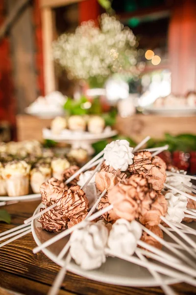 Événement Barre Bonbons Étal Avec Divers Desserts Sucrés — Photo