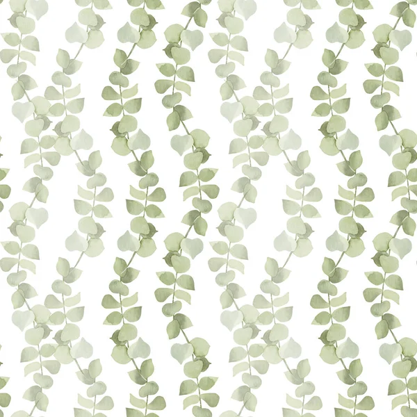 Eucalyptus Naadloos Aquarelpatroon Kleurrijke Textuur Fathion Trendprint Met Hand Getrokken — Stockfoto
