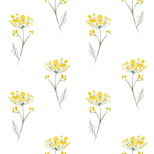 Wildgelbe Blüten nahtloses Aquarellmuster. Boho-Stil. Trendy bunte Textur. fathion trend print. Handgezeichnete Blumen — Stockfoto