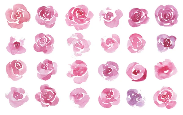 粉红的玫瑰水彩画 孤立在白色的 情人节的插图 纺织品 室内装饰 墙纸设计 — 图库照片