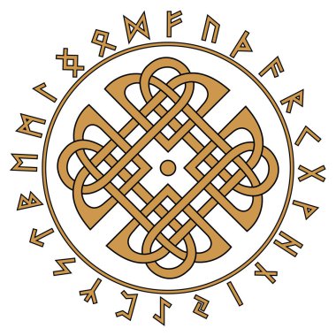 İskandinav desen ve runes, beyaz izole illüstrasyon vektör