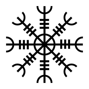 Aegishjalmur, dümen huşu (dümen terör), İzlandalı büyülü porteler, izole üzerinde beyaz, vektör çizim