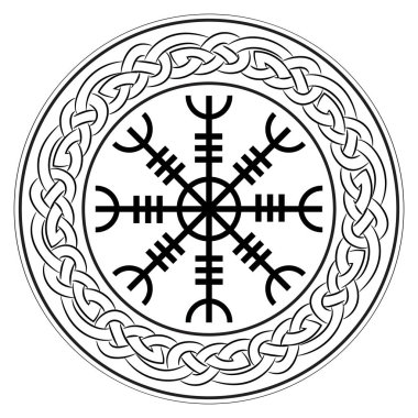 Aegishjalmur, Helm of awe (helm of terror), Icelandic magical staves, isolated on white, vector illustration clipart