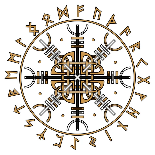 Aegishjalmur Керма Благоговіння Керма Терор Ісландський Магічні Держаки Скандинавські Руни — стоковий вектор