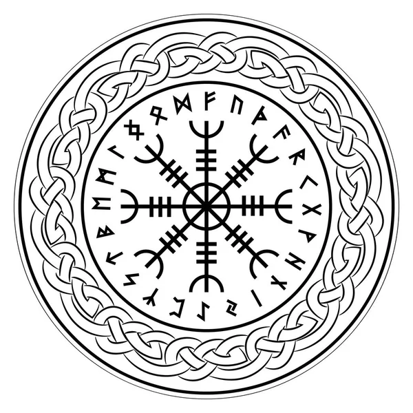 Aegishjalmur, dümen (dümen terör), İzlandalı büyülü porteler ile İskandinav runes, beyaz, vektör illüstrasyon izole huşu