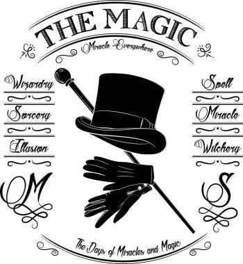 Silindir şapka, eldiven ve baston, retro tarzda tasarım