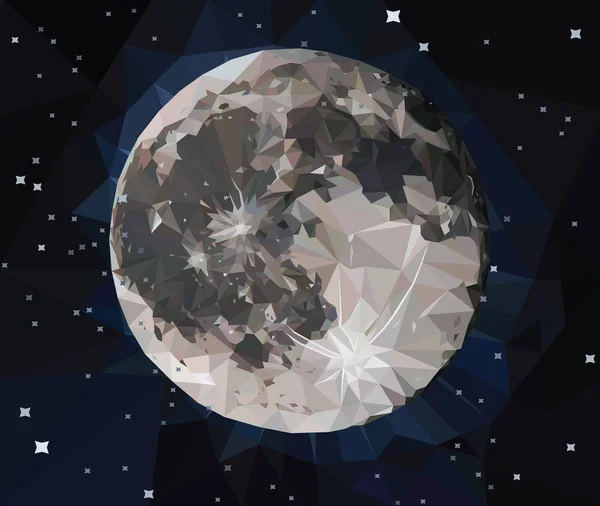 Luna piena in stile poligonale — Vettoriale Stock
