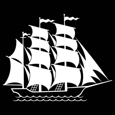 Yelkenli eski bir geminin silueti, yelkenli logosu