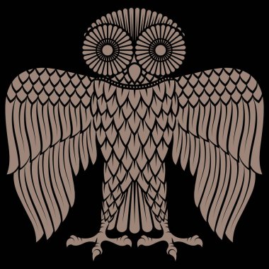 Baykuş eski tarzda boyanmış, baykuş logosu
