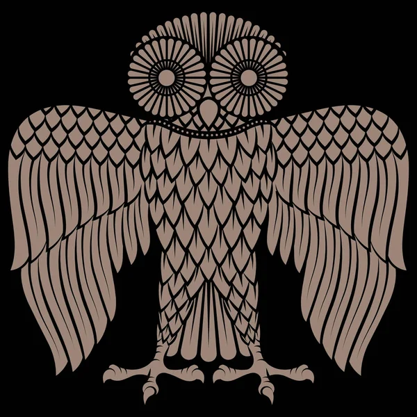 Chouette peinte dans un style rétro, logo hibou — Image vectorielle