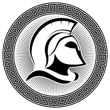 Antik Sparta miğferi ve Yunan süsü.