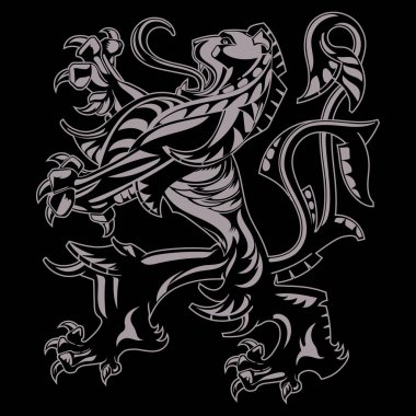 A medieval heraldic coat of arms, heraldic lion, heraldic lion silhouette clipart