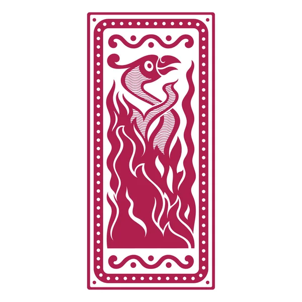 L'oiseau Phoenix. Illustration dans le style scandinave celtique — Image vectorielle