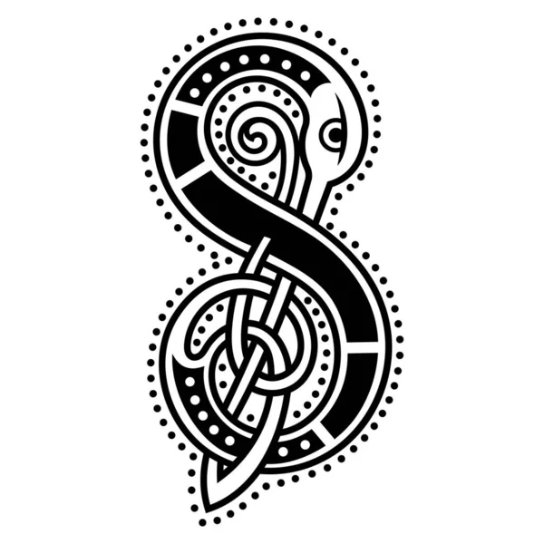 Počáteční dopis, ozdobná písmena, kaligrafie ručně psané logo, písmeno S v keltském stylu — Stockový vektor