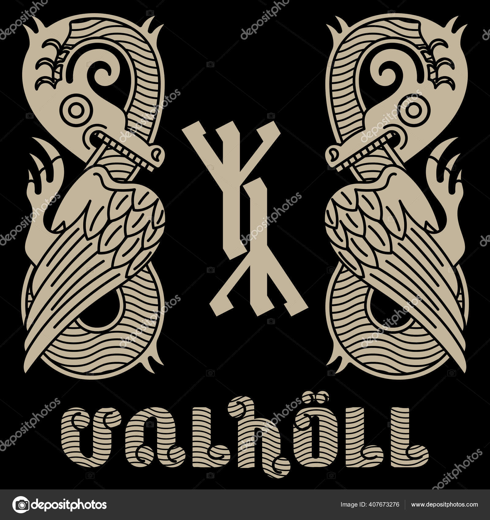 Antiguo Celta, símbolo mitológico escandinavo del dragón. Adorno de nudo  celta Vector de stock #407673276 de ©Bourbon-88, image size:1600x1700