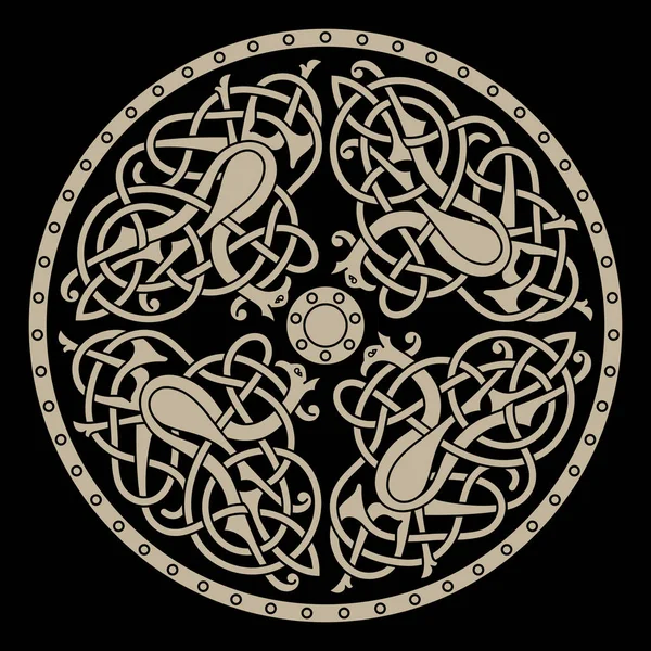 Starożytny celtycki mitologiczny symbol ptaków. Ozdoba węzła celtyckiego — Wektor stockowy