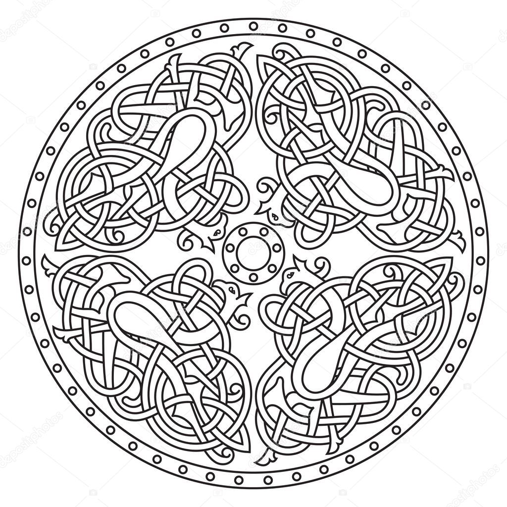Ancient celtic mythological symbol of bird. Celtic knot ornament