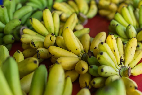 Fondo Amarillo Plátano Fresco Mercado Frutas — Foto de Stock