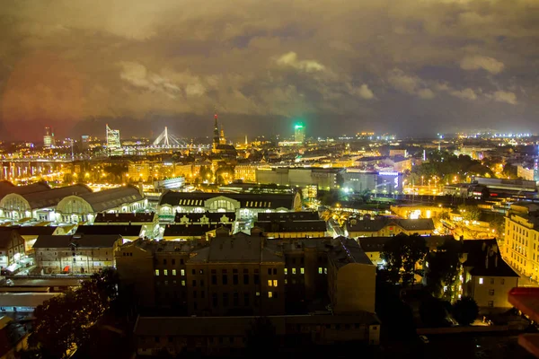 Riga City Night View Panorama Latvian Capital — Stock Photo, Image