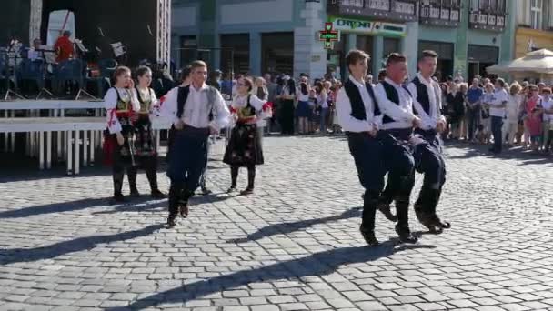 Timisoara Romanya Mayıs 2018 Bir Yerel Göstermek Union Square Şehir — Stok video