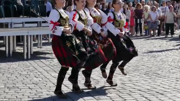 Temesvár Románia 2018 Május Fiatal Szerb Népi Táncosok Előad Egy — Stock videók