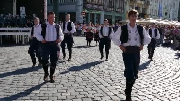 Timisoara Rumania Mayo 2018 Jóvenes Bailarines Folclóricos Serbios Actúan Espectáculo — Vídeos de Stock