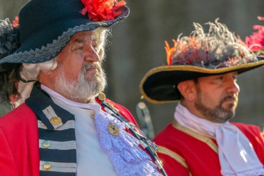 Timisoara, Romanya-Mayıs 12, Ortaçağ askeri komutanların City Hall Timisoara tarafından kale Eugene Savoy girmesinden bu yana 300 yıl kutlamak için düzenlenen bir Show'da mevcut 2018:Portraits