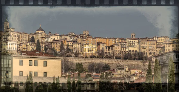 Old Photo Panorama One Part Upper City Citta Alta Bergamo — Stock Photo, Image