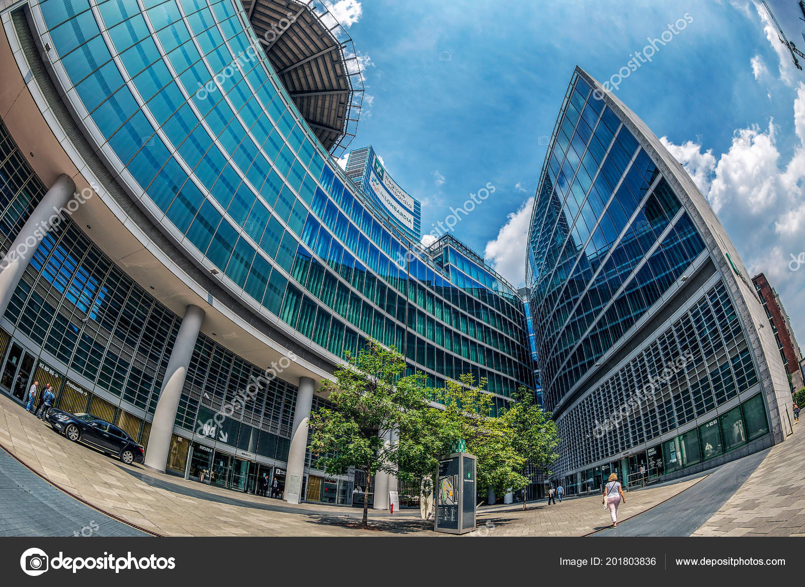 Milan Italy June 2018 Wide Angle View Futuristic Architecture
