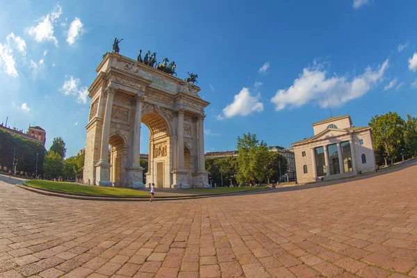 Milán Italia Junio 2018 Triumph Arc Arco Della Pace Parque — Foto de Stock