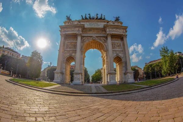 Mediolan Włochy Czerwca 2018 Triumf Arc Arco Della Pace Parku — Zdjęcie stockowe