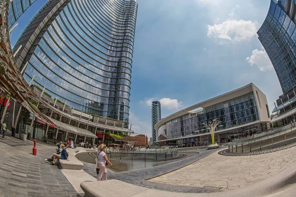 Milão Itália Julho 2018 Vista Panorâmica Dos Novos Edifícios Arquitetura — Fotografia de Stock