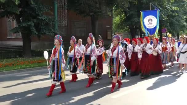 Румунія Тімішоара Лип 2017 Group Молодими Танцюристами України Традиційних Костюмах — стокове відео