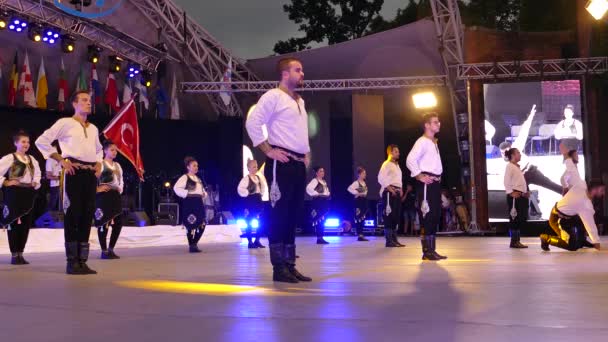 Rumänien Timisoara Juli 2018 Unga Turkiska Dansare Traditionell Dräkt Utföra — Stockvideo